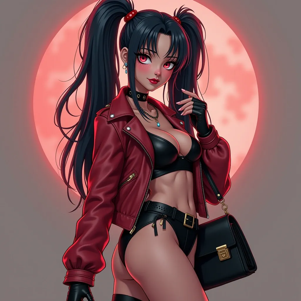 AI generated red jacket girl art 2